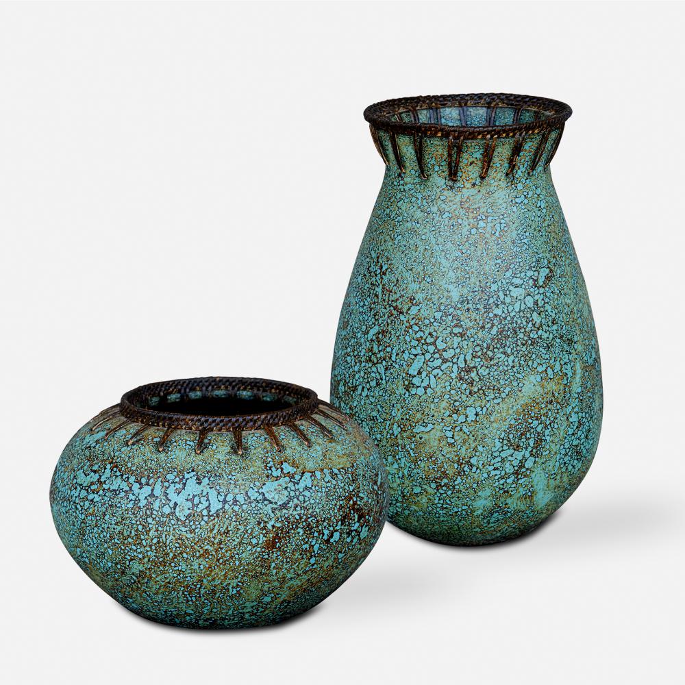 Bisbee Turquoise Vases, S/2