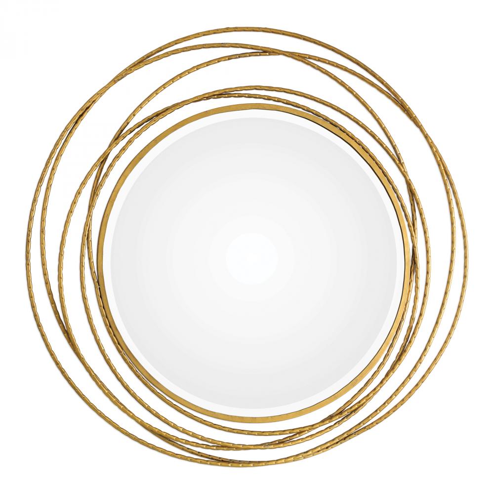 Whirlwind Gold Round Mirror