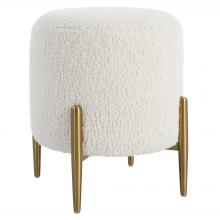 Uttermost 23821 - Arles White Shearling Brass Ottoman