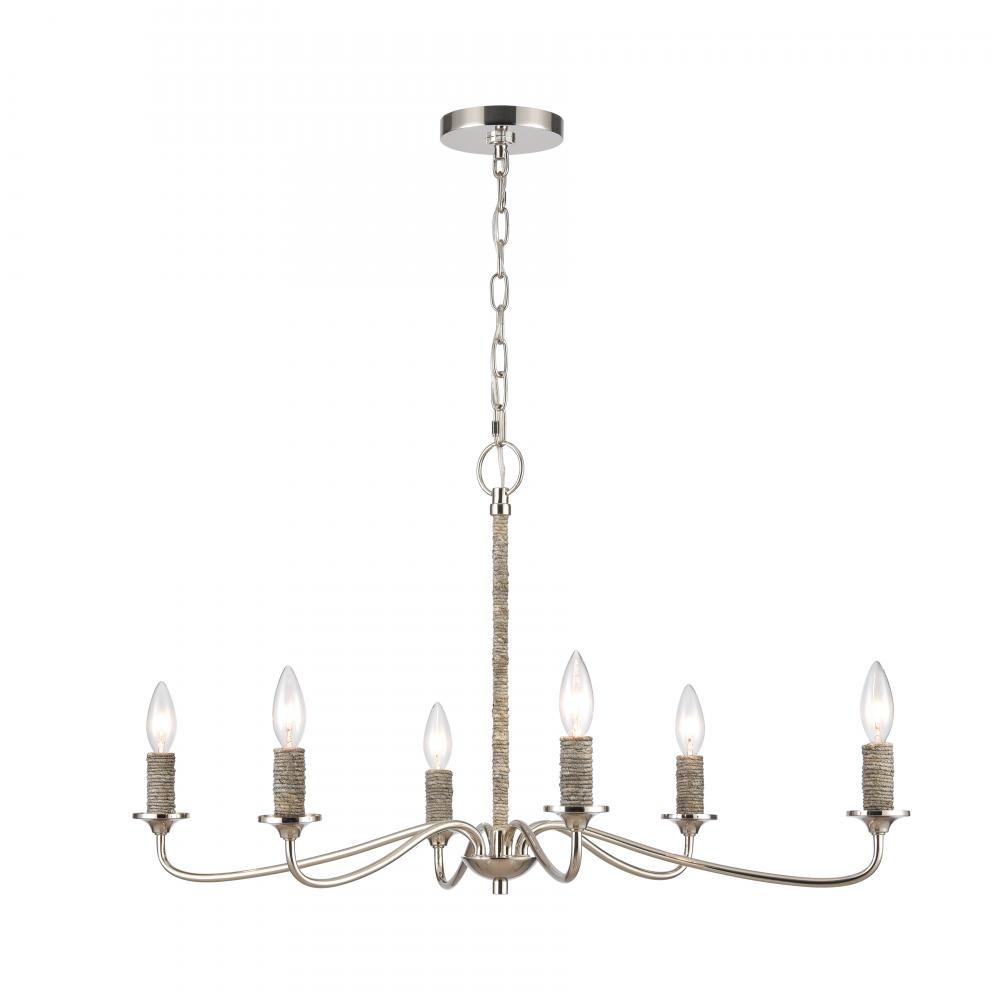 Abaca 32'' Wide 6-Light Chandelier - Polished Nickel