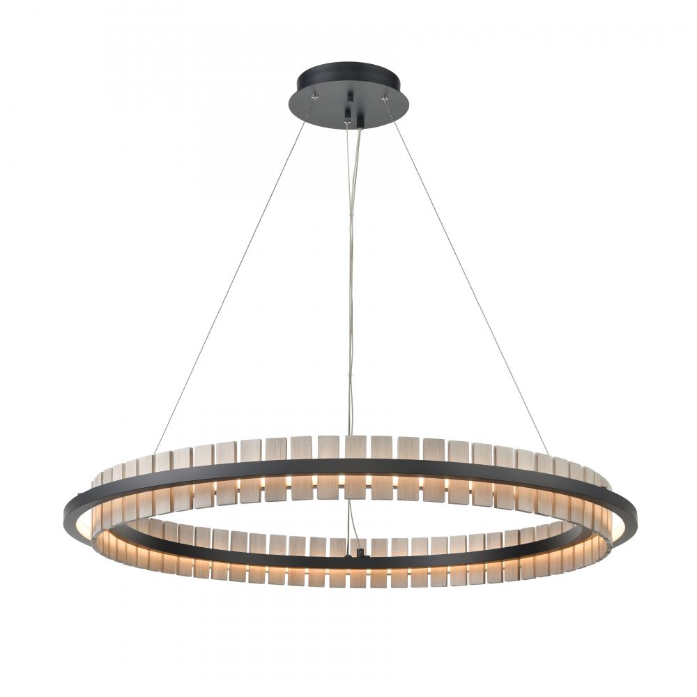 Hugo 36'' Wide Integrated LED Pendant - Matte Black with Sunbleached Oak